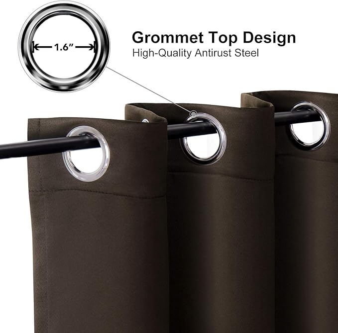 ChrisDowa Brownout Curtains 78 inches Long for Bedroom - 2 Panels Set Grommet Thermal Insulated Room Darkening Curtains for Living Room (Brown, 42 x 78 Inch)