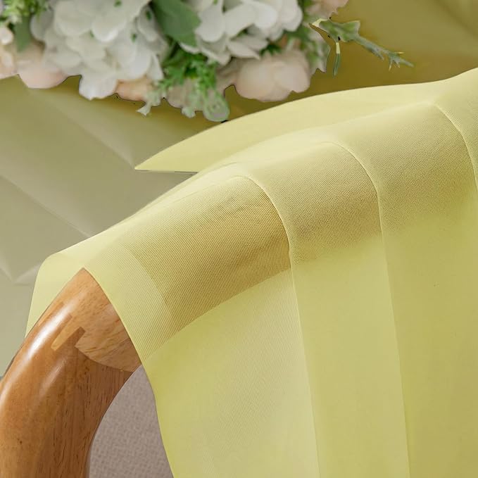 Lecloud Goose Yellow Sheer Curtains 54 Inch Length 2 Panels, Voile Light Filtering Bedroom Curtains for Living Room Windows, Rod Pocket Rustic Solid Drapes for Dining Room, Each Panel 42" W x 54" L