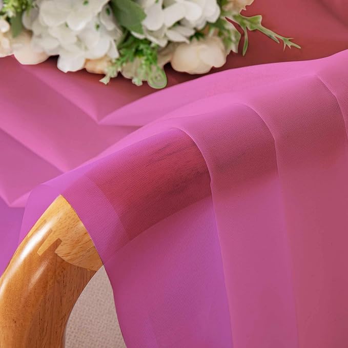 Chyhomenyc Hot Pink Sheer Curtains 84 Inches Long 2 Panels Set, Light Filtering Soft Airy Window Curtains, Rod Pocket for Living Room Bedroom Window Drapes, 42Wx84L Inch, 2PCS