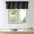 OWENIE Bob 1 PCS Black Valances for Windows, Faux Linen Textured Kitchen Window Curtains Valance for Bedroom Living Room, Modern Soft Airy Solid Rod Pocket Bathroom Cafe Curtain, 60Wx16L Inch