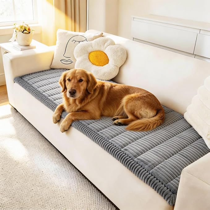 Couch Cover for Dogs Washable, Fuzzy Pet Couch Covers for 3 Cushion Sofa Pet Friendly, Non Slip Sofa Cover (Blue-Grey, 27.6" x 82.7"/70 x 210cm)