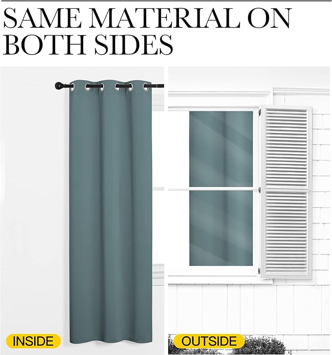 NICETOWN Modern Blackout Curtains Noise Reducing, Thermal Insulated and Privacy Room Darkening Drape Panels for Boy's Guest Room Door Window (Greyish Blue, 2 Panels, W42 x L95 -Inch)