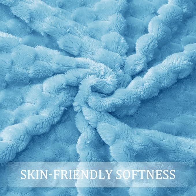 Exclusivo Mezcla Fleece Twin Blanket for Bed, Extra Large Fuzzy Blue Bed Blankets, Soft Cozy Plush Sofa Throws for All Seasons, 60x80 Inches