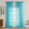 OVZME Turquoise Bedroom Curtains 2 Panel Sets 96 Inch Length, 59 Inch Extra Wide Light Filtering Voile Drapes Light Airy Window Drapes for Patio Door Living Room Bedroom Dining, 59Wx96L Inches