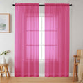 Hot Pink Sheer Curtains 84 Inches Long 2 Panels Set for Bedroom Living Room, Soft Airy Light Filtering Modern Solid Rod Pocket Drapes Window Treatments, Hot Pink, Each 42" W x 84" L