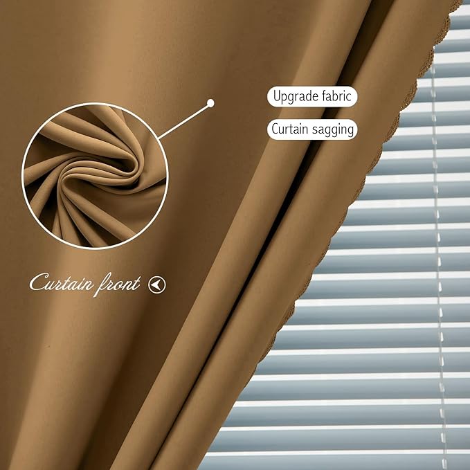 Self Adhesive Curtains, Stick Curtain Blackout Shades Window Cover Curtains for Living Room No Drilling, 35" W X 79" L, Brown, 1 Panel