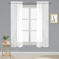 DWCN White Sheer Curtains 63 inch Length 2 Panels Set, Elegant Solid Color Kitchen Curtain for Small Window, Voile Top Dual Rod Pocket Curtains & Drapes for Living Room/Bedroom, 2pcs, Each W28 x L63