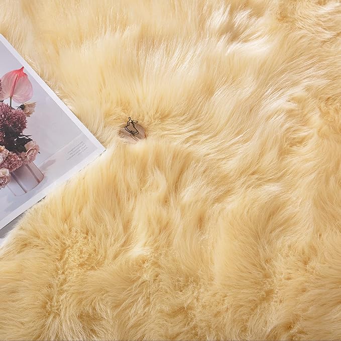 Latepis Yellow Area 5x8 Rugs Fluffy Faux Fur Washable Rug for Living Room Fuzzy Plush Rugs Luxury Home Décor, Rectangle