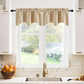 NICETOWN Farmhouse Blackout Valances for Windows, Rustic Rod Pocket Thermal Insulated Window Treatment Solid Short Curtain for Small Window Bedroom Christmas, 42 x 18 Inches 1 Pair, Biscotti Beige