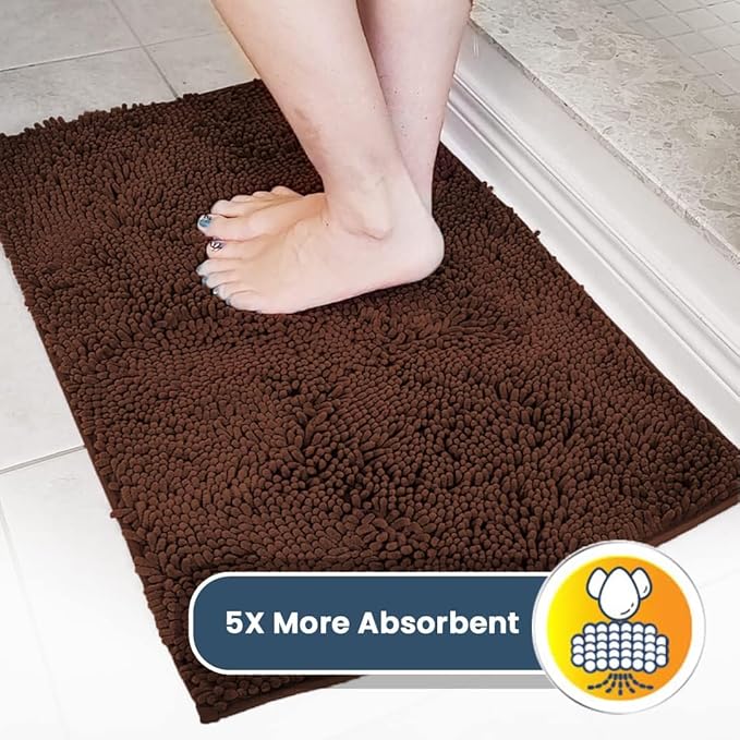 Muddy Mat® | Super Absorbent Door Mat Indoor, Microfiber Quick Dry Chenille Entryway Rug, Non-Slip Front Door Mat, Indoor Mats for Entryway, Machine Washable Pet Rug, Chocolate Brown 3ft x 8ft