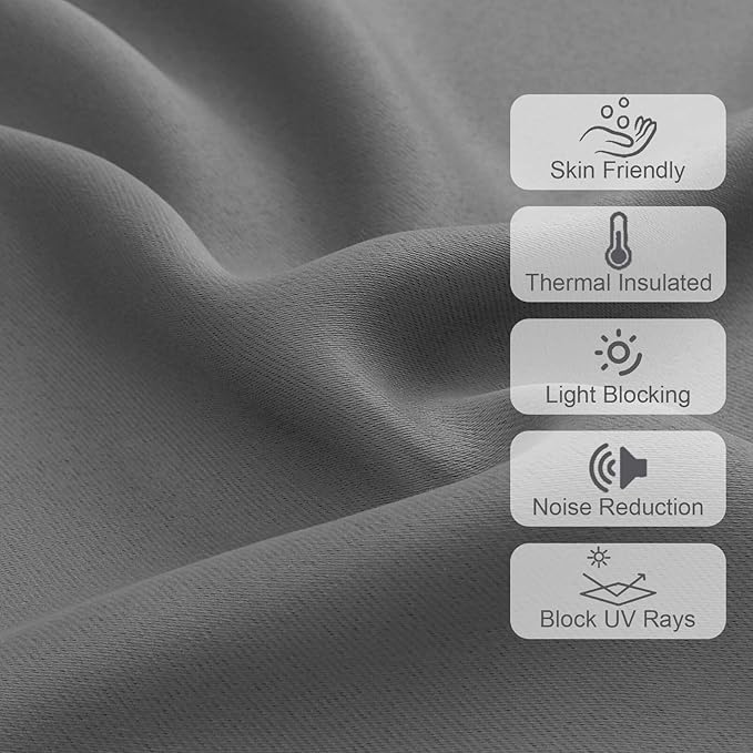 Chyhomenyc Light Grey Valances for Window, Room Darkening Short Curtains for Kitchen Bedroom Living Room, Rod Pocket Top Small Window Treatment Valance RV Bunk Panels, 60Wx14L, 2 Pieces