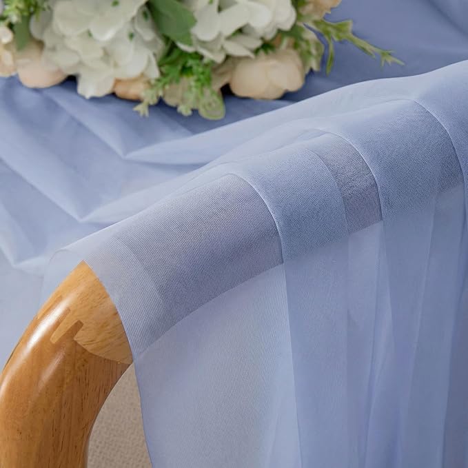 Simplebrand Rod Pocket Top Solid Voile Sheer Curtains for Bedroom, 54 Inch Length Drapes Set of 2, Lightweight and Light Filtering Elegant Denim Curtains Panels Window Treatment, 42W×54L, Denim