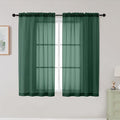 Hunter Green Sheer Curtains for Bedroom Living Room 45 Inch Length 2 Panels, Soft Alight Filtering Small Kitchen Window Curtains, Rod Pocket Short Curtain Drapes, 42" Wx45 L Inches