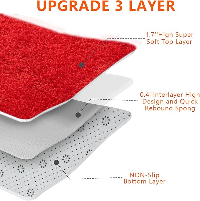 Red Shag Area Rugs for Bedroom Living Room,Ultra Soft Fluffy Christmas Area Rugs 4X6 for Dorm, Indoor Carpet Nursery Rugs for Kids Girls Room Home Decor,Red