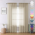 Lecloud Taupe Sheer Curtains 84 Inches Long 2 Panels, Light Filtering Solid Voile Sheer Tan Curtain for Kid's Room/Bedroom/Living Room, Top Dual Rod Pockets Stylish Breathable Window Drapes, 40W x 84L