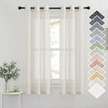 NICETOWN Small Window Curtains Semi Sheer Linen Burlap Drapes, Grommet Top Privacy with Light Filtering Panels for Bedroom/Kitchen, Natural, 36" Wide by 63" Long, 2 Pieces