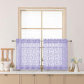 Chyhomenyc Light Purple Sheer Curtains 24 Inch Length, Light Filtering Leaf Tufted Textured Small Kitchen Curtain Over Sink, Short Half Window Curtains for Bathroom Basement, 30" Wx24 L, 2 Panels