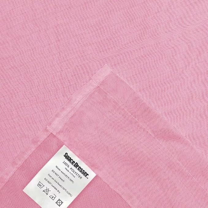 SpaceDresser Sheer Voile Window Treatment Rod Pocket Curtain Panels for Kitchen Bedroom Living Room Drapes Sunlight Filtering Privacy Semi Home Decor Assorted (Light Pink, 52 W x 90 L)