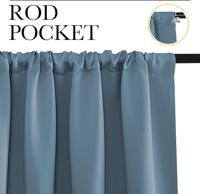 NICETOWN Blackout Curtains for RV Windows, Smoky Blue, 29" by 20", 2 Panels, Room Darkening Window Curtain Panels, Easy-Care Solid Thermal Insulated Draperies/Drapes for Daughter Room
