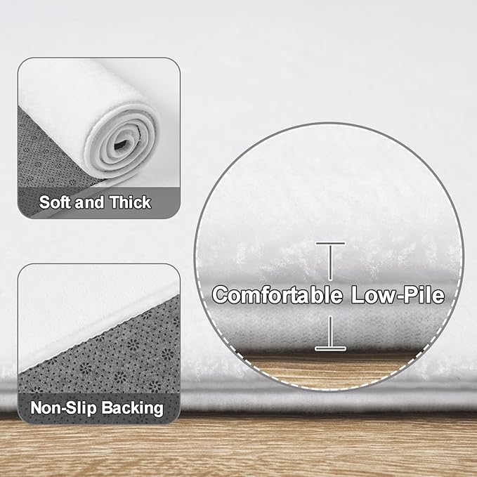 Amearea Modern Soft Hallway Runner Rug, 2x8 Feet Area Rug Runners for Hallways, Washable Runner Rugs, Non Slip Memory Foam Rug White Runner Rugs Carpet for Entrance Kitchen Kids Room Decor