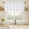 OVZME White Valance for Windows, Light Filtering ThickTextured Small Kitchen Valances for Window, Dual Rod Pocket Farmhouse Short Curtain for Bathroom Basement, 1 Piece, 60Wx20L Inch