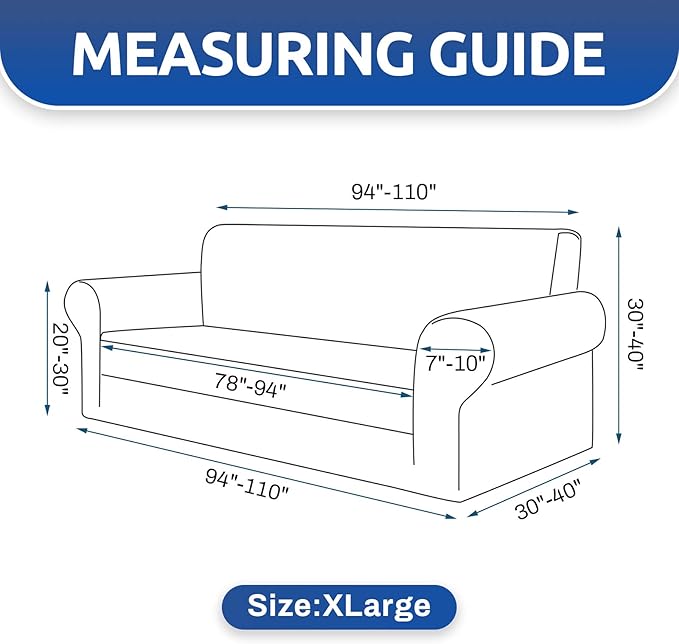 KEKUOU Stretch Oversized Sofa Slipcover 1 Piece Couch Sofa Cover (94"-110") Furniture Protector 4 Seater Sofa with Elastic Bottom for Kids,Pet.Jacquard Checked Pattern Fabric(X Large,Pureed Pumpkin)