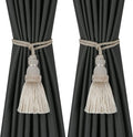 Fenghuangwu 2 Pack Curtain Tie Backs Rope Tassels for Curtains Drape tiebacks Handmade Outdoor Home and Outdoor Decorative (Beige, 2p)