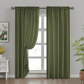 HOMEIDEAS Non-See-Through Olive Green Privacy Sheer Curtains, 52 X 96 Inches Long 2 Panels Sheer Curtains Light Filtering Window Drapes for Bedroom Living Room