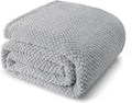 Whale Flotilla Queen Size Fuzzy Fleece Blanket for Bed, 90x90 Inch Fluffy Warm Soft Jacquard Blankets for All Season, Lightweight and Cozy, Light Grey
