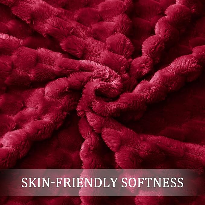 Exclusivo Mezcla Fleece Twin Blanket for Bed, Extra Large Fuzzy Deep Red Bed Blankets, Soft Cozy Plush Sofa Throws for All Seasons, 60x80 Inches