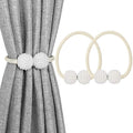 Melaluxe 2 Pack Magnetic Curtain Tiebacks, Decorative Curtain Holdbacks for Window Décor (Beige)