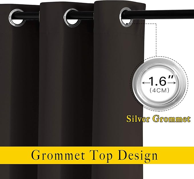 NICETOWN Blackout Draperies Curtain Panels - Thermal Insulated Solid Grommet Blackout Curtains/Panels/Drapes for Living Room(Toffee Brown, 1 Pair, 66 by 54-Inch)