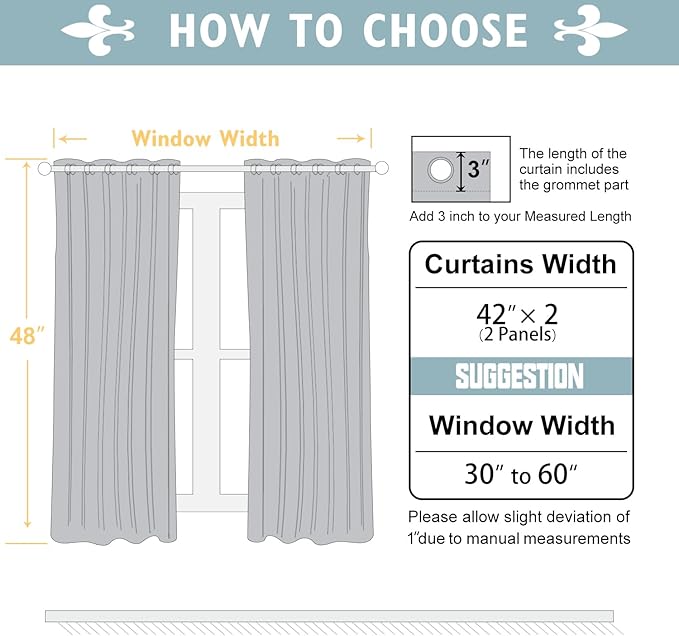 ChrisDowa Blackout Curtains 48 inches Long for Bedroom - 2 Panels Set Grommet Thermal Insulated Room Darkening Curtains for Living Room (Forest Green, 42 x 48 Inch)