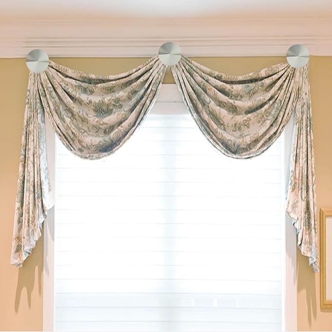 Curtain Tiebacks 2 Pack Wall Mounted Zinc Alloy Tiebacks with Screws, Stylish Silver Holders for Home Office Decor