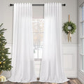 Pitalk White Linen Curtains 90 Inches Long for Living Room 2 Panels Back Tab Rod Pocket Draperies Light Filtering Semi Sheer Boho Curtains for Bedroom Modern Farmhouse Cottage Core Decor 52x90 Length