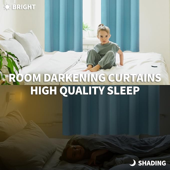 BGment Blackout Curtains - Grommet Thermal Insulated Room Darkening Bedroom and Living Room Curtains, Set of 2 Panels (42 x 63 Inch, Aqua)