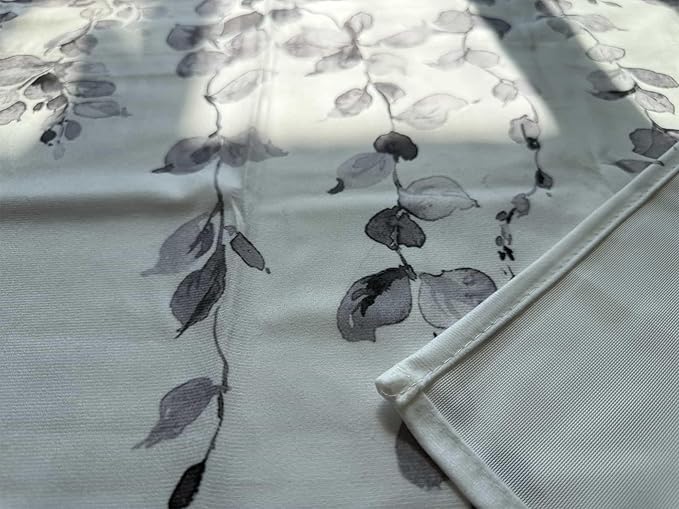 Watercolor Grey Leaves Window Valance for Bedroom Living Room, Gray Leaf Curtains Valanes for Windows, 3" Rod Pocket Window Treatment for Home Decorations, 18 x 54 Inch, 2 Pack