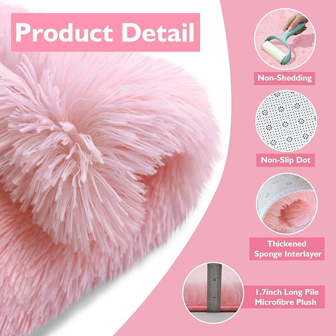 yulidayang Pink Fluffy Round Area Rugs for Bedroom,6'X6'Shag Circle Area Rugs for Girls Room,Non Slip Fuzzy Plush Rug for Kids Room Living Room and Dorm Home Decor Rug