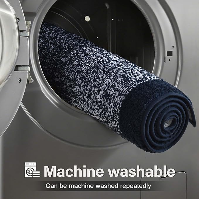 36x24 Large Bathroom Rugs Washable Non Slip, Dark Blue Bath Mat for Bathroom Floor Tub, Soft Absorbent Quick Dry Mats for Shower, Bathtub,Home Decor