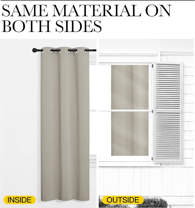 NICETOWN Natural Blackout Curtains for Bedroom (1 Pair, 42 x 63 inches), Farmhouse Thermal Insulated Room Darkening Drapes for Windows