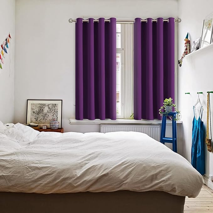 BGment Blackout Curtains - Grommet Thermal Insulated Room Darkening Bedroom and Living Room Curtain, Set of 2 Panels (52 x 45 Inch, Royal Purple)