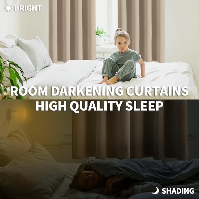 BGment Blackout Curtains - Grommet Thermal Insulated Room Darkening Bedroom and Living Room Curtains, Set of 2 Panels (46 x 84 Inch, Sand)