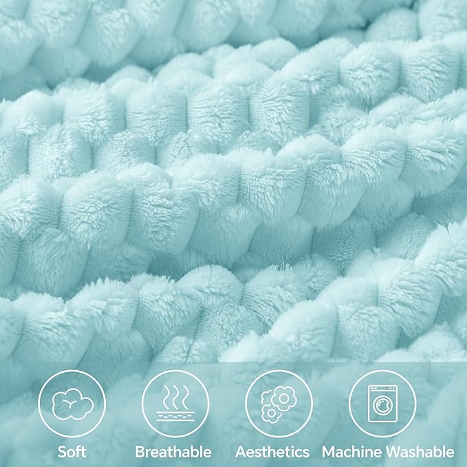 BEDELITE Fleece Blanket - 3D Jacquard Decorative Cloud Blue Throw Blankets for Couch & Bed, Soft and Cozy Warm Plush Fluffy Blanket All Seasons Suitable, 50x60Inches