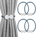 Melaluxe 4 Pack Magnetic Curtain Tiebacks, Decorative Curtain Holdbacks for Window Décor (Navy Blue)
