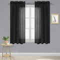 DWCN Black Sheer Curtains Semi Transparent Voile Rod Pocket Curtains for Bedroom and Living Room, 42 x 54 inches Long, Set of 2 Panels