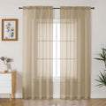 Gwine Taupe Sheer Curtains 84 Inches Long 2 Panels Set for Living Room, Rod Pocket Voile Bedroom Curtains, Light Filtering Solid Window Sheer Panels, Each 42" Wx84 L