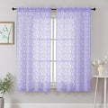 Chyhomenyc Light Purple Sheer Curtains 63 Inch Length 2 Panels Set, Light Filtering Tufted Textured Soft Airy Rod Pocket Cute Leaf Window Treatment Drapes for Bedroom Living Room, 42" Wx63 L, 2PCS