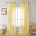 Gwine Sheer Curtains 96 Inches Long - Light Filtering Rod Pocket Window Curtain Panels for Bedroom, Elegant Soft Voile Living Room Sheer Drapes, Each 42Wx96L, 2 Panels, Yellow