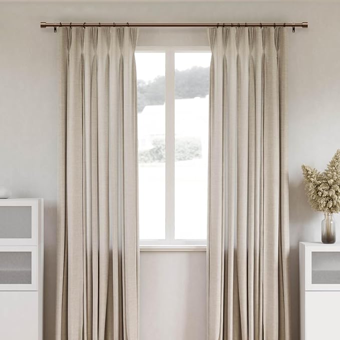 GEEBOBO Bronze Curtain Rods for Windows 72 to 144 Inch, 1 Inch Long Adjustable Heavy Duty Easy Install Curtain Rods Set for Outdoor, Farmhouse, Bedroom, Living Room (Bronze, 30"-150")