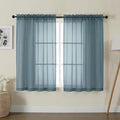 Gwine Sheer Curtains for Living Room 45 inch Length - Light Filtering Voile Window Curtain Panels for Bedroom, Soft Rod Pocket Sheer Curtain Drapes, Each 42Wx45L, 2 Panels, Dusty Blue